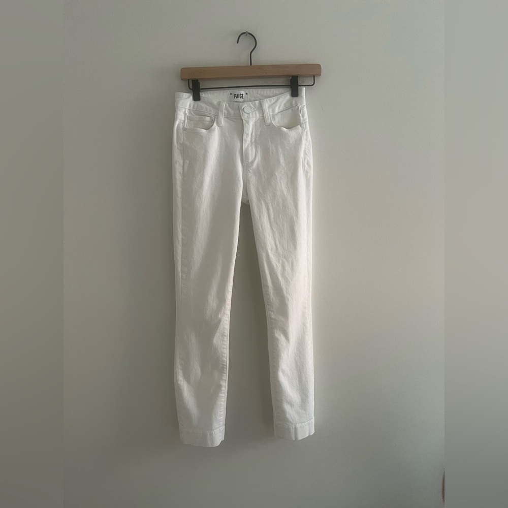 PAIGE Hoxton Ankle Skinny White Jeans Women’s Size 25 Mid Rise Stretch Denim